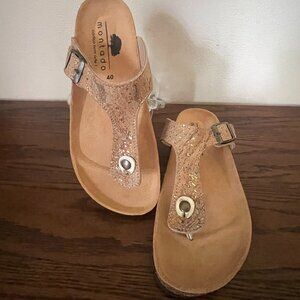 Montado Cork and Gold Flake Thong Sandals Made in Portugal Size 40